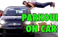 Moving car parkour stunts