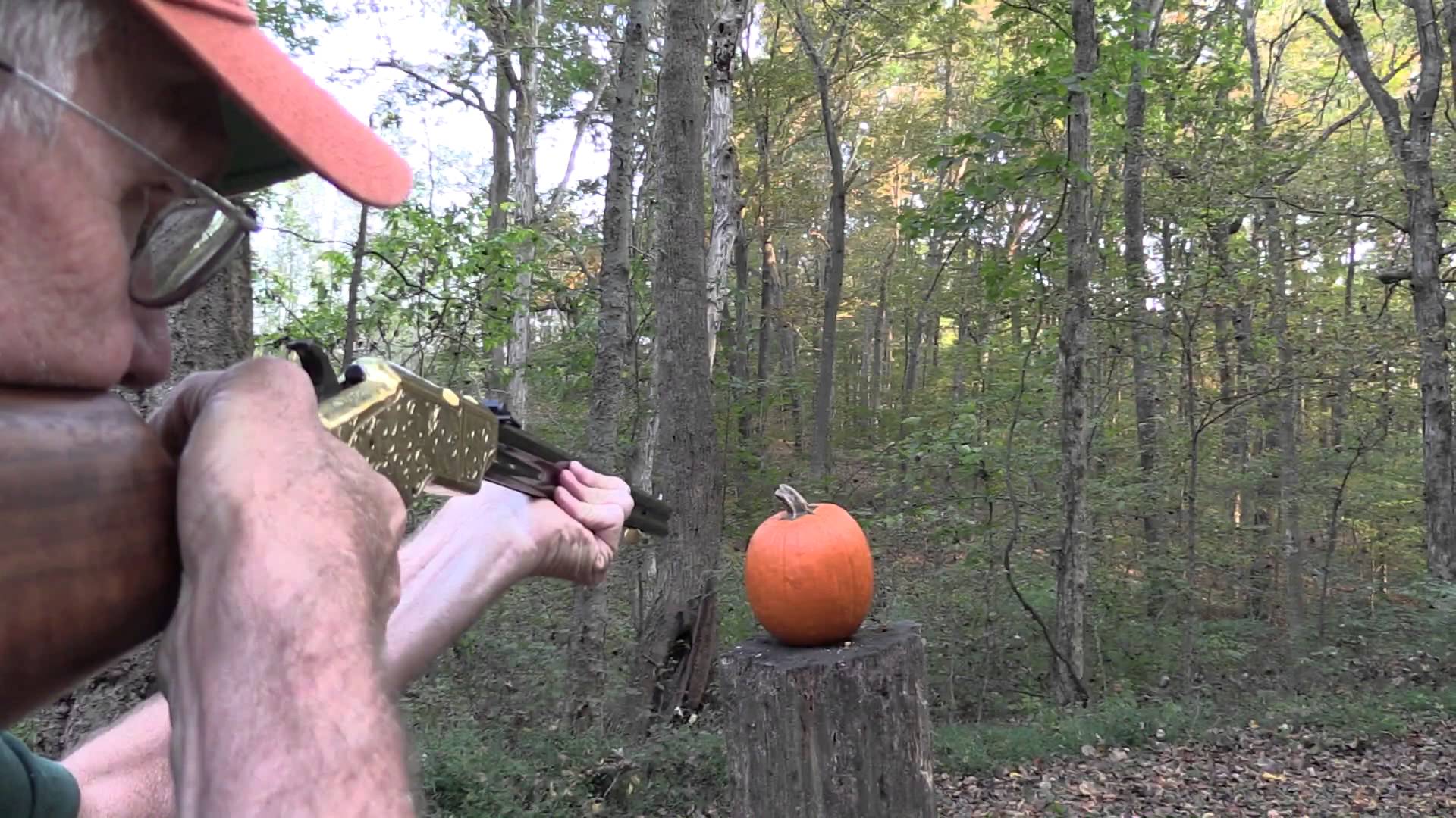 Pumpkin carving with a rifle