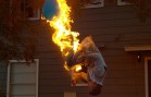 Fire back-flip in slow motion
