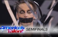 Awesome tape face act with staple guns